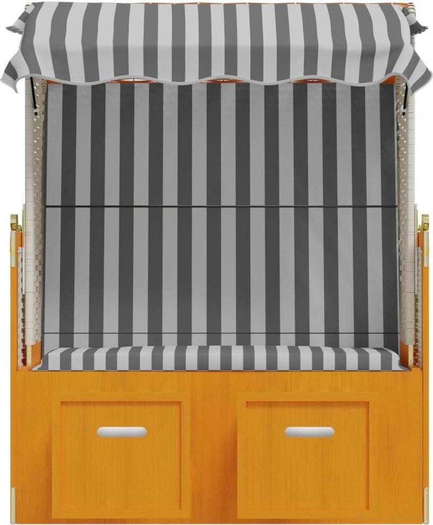 vidaXL Strandkorb mit Dach Poly Rattan & Massivholz Weiß & Produktbild 5