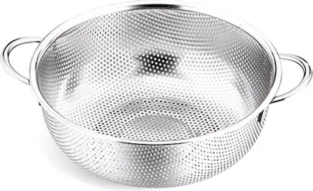 Küchensieb aus Edelstahl, mikroperforiert, 1er-Set, Nudelsieb mit Griffen, Sieb für Nudeln, Obst, Reis, Gemüse, gesund und hochglanzpoliert, sp...