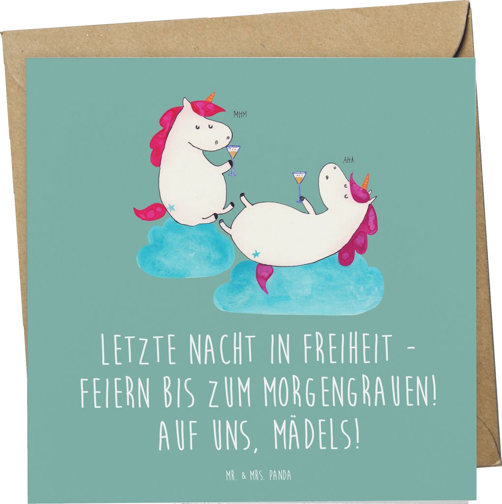 Mr. & Mrs. Panda Klappkarte Junggesellinnenabschied Feiern - Meeresbrise - Geschenk, Freundinnen, Heirat, handgefertigt, Heiraten, doppelkarte, fal...
