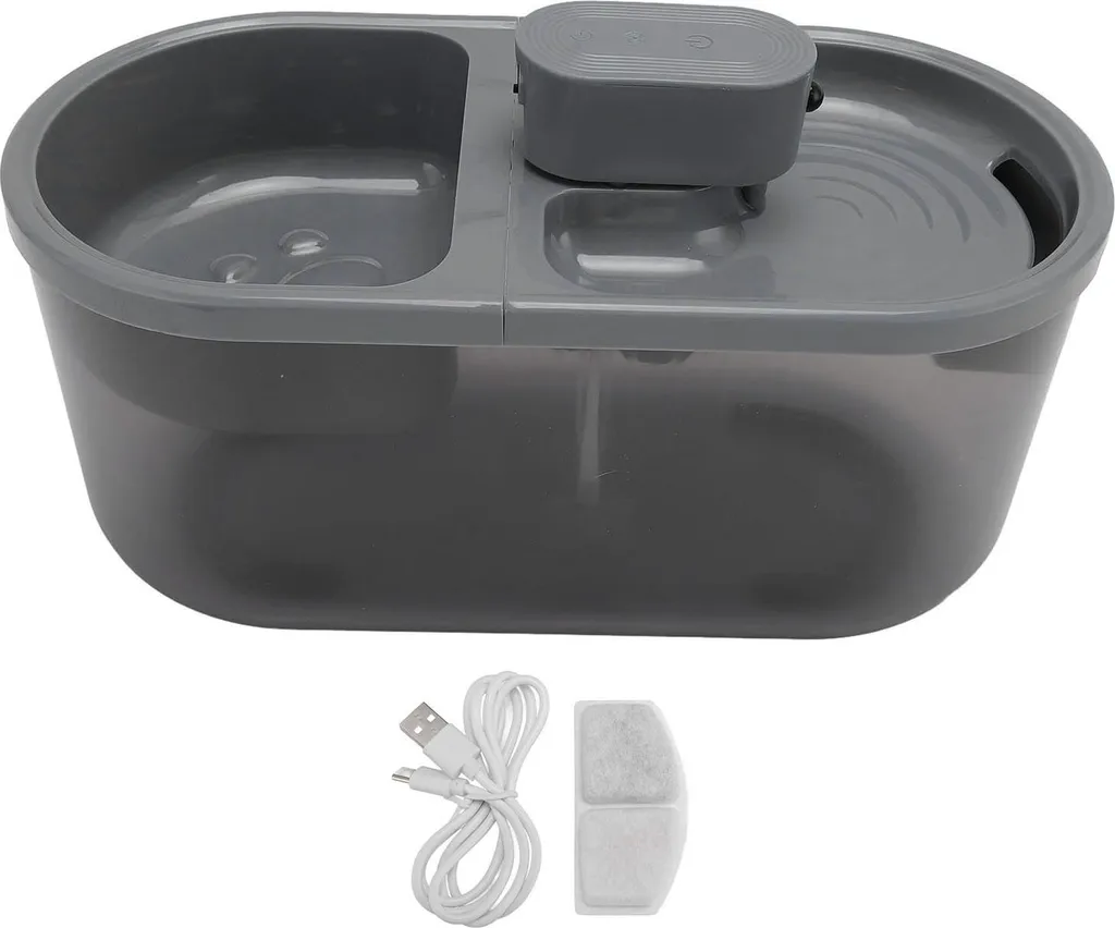 Fontaine d'eau pour chats 4,5 L avec filtre et bol alimentaire gris