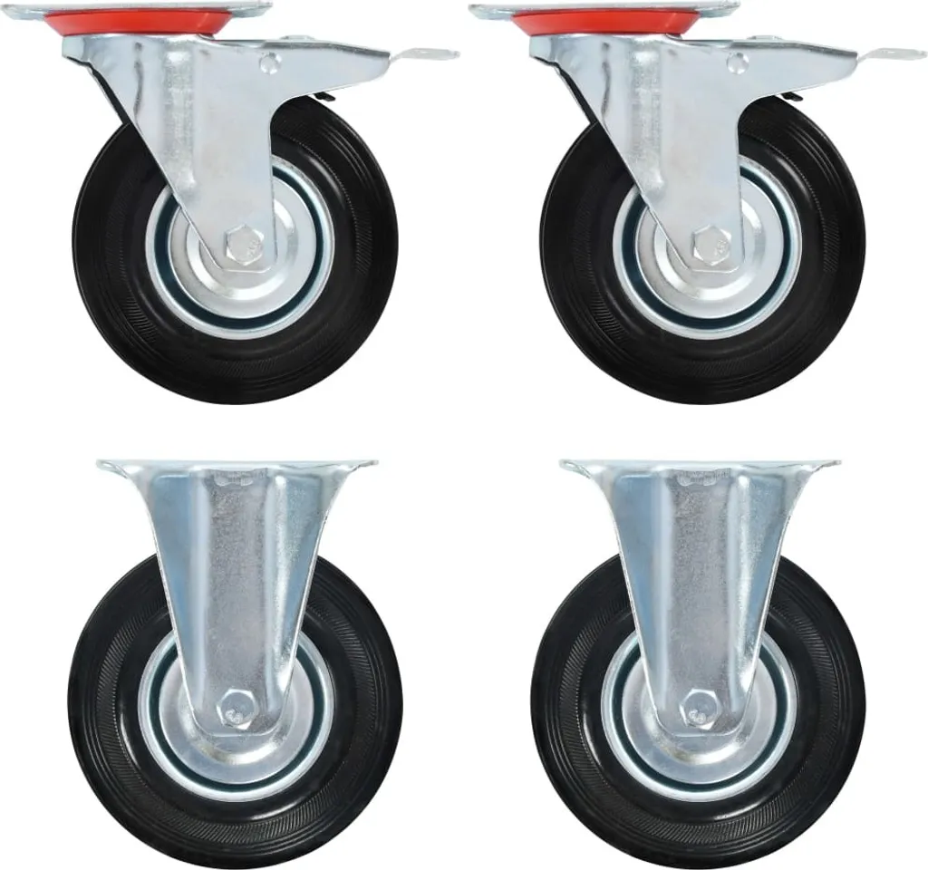 Roulettes 125 mm en caoutchouc silencieux et acier - Set de 4 vidaXL pro