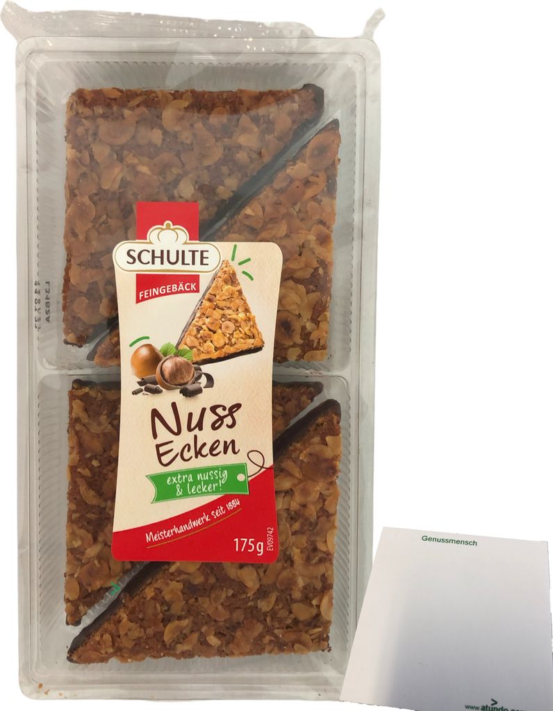 Schulte Nussecken extra nussig & lecker mit Zartbitterschokolade 1er Pack (1x175g Packung) + usy Block