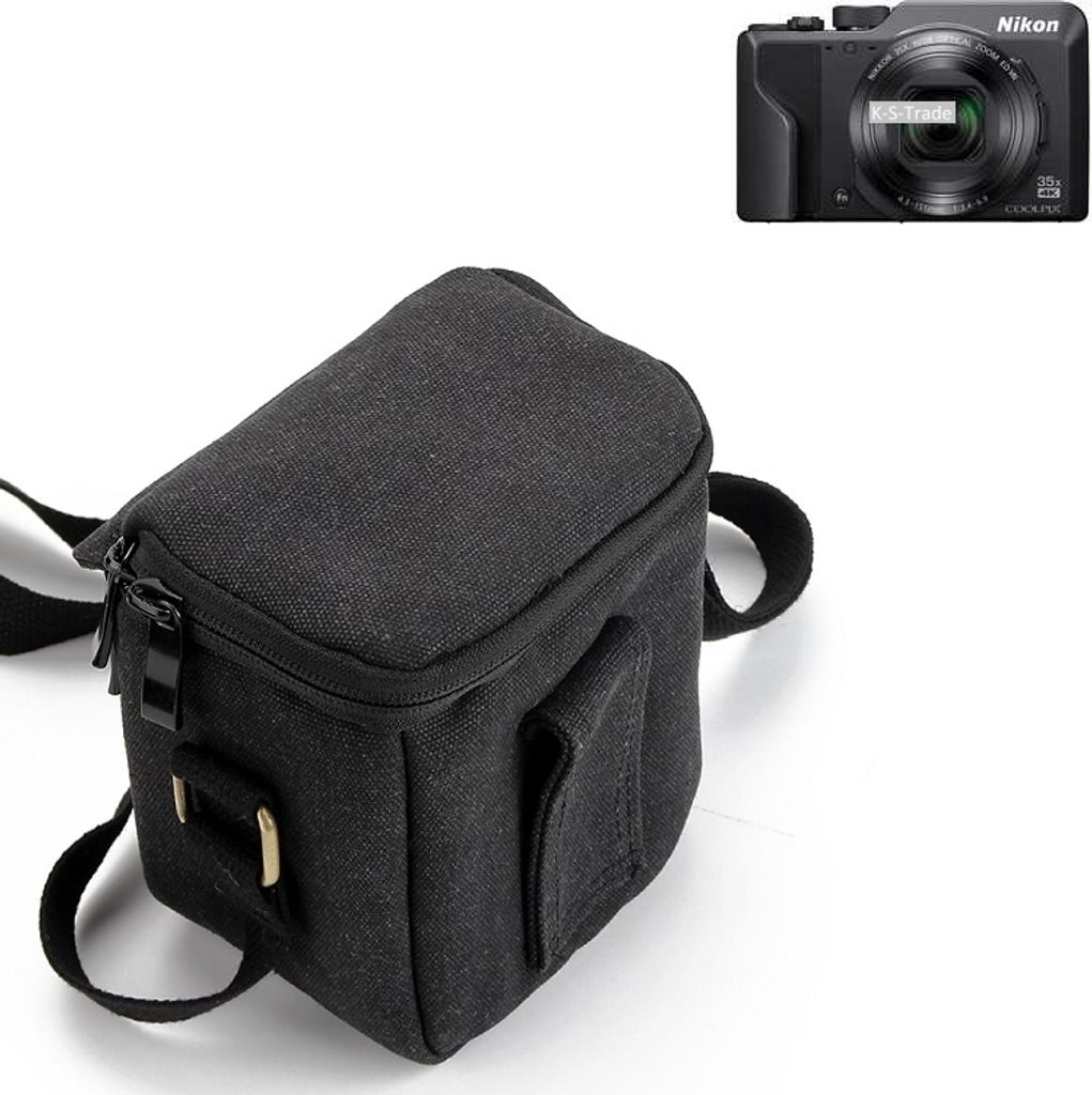 K-S-Trade Umhängetasche kompatibel mit Nikon Coolpix A1000 Schulter Tasche Tragetasche Kameratasche Fototasche schwarz Schutzhülle Zubehörtasche