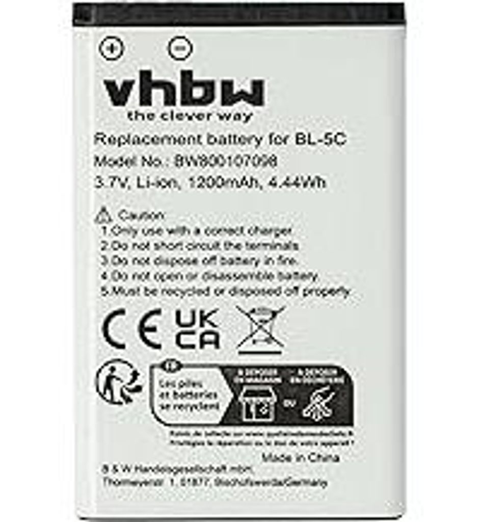 vhbw Li-Ion Akku 1200mAh (3.7V) kompatibel mit Telefon Handy Smartphone Doro Primo 405 Ersatz für RCB215.