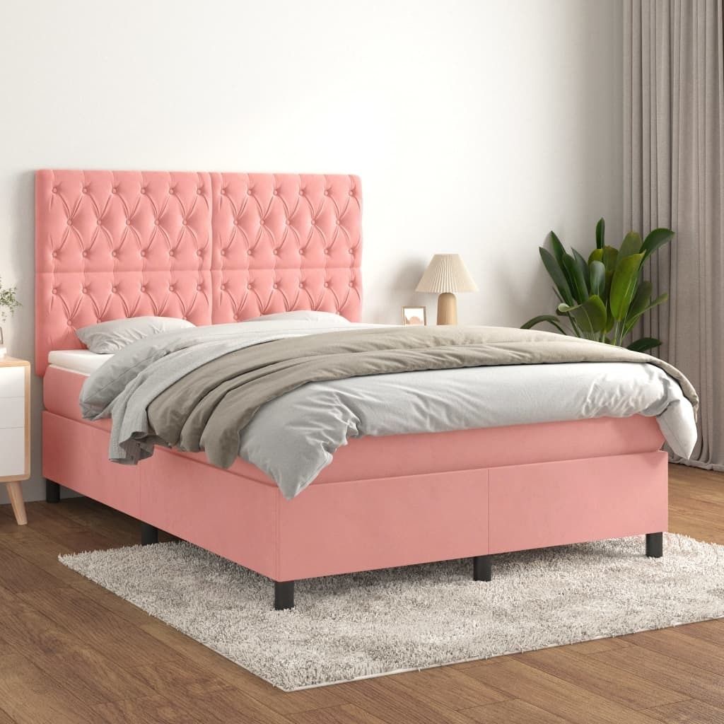 Maison Exclusive - Boxspringbett mit Matratze Rosa 140x190 cm Samt