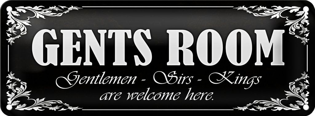 Blechschild Gents Room 27x10cm Gentlemen girls Kings Dekoration
