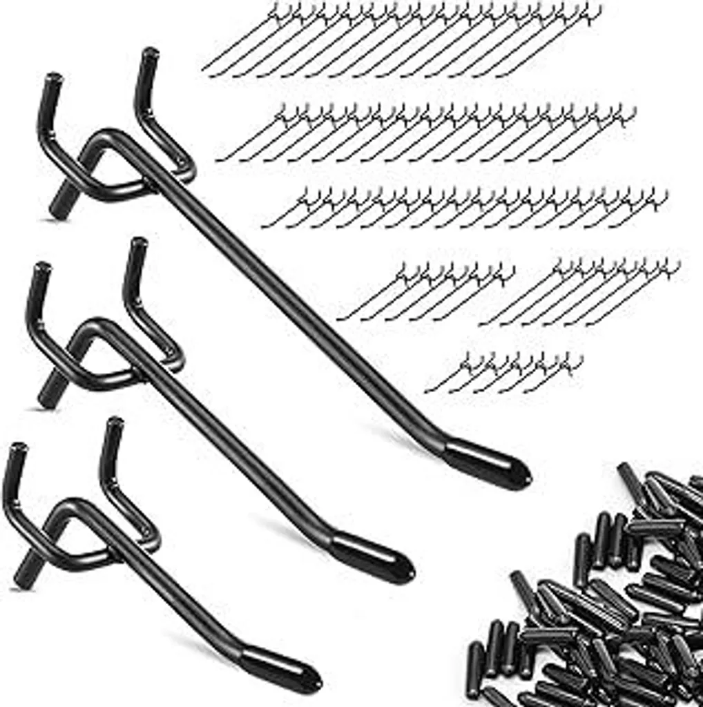 Set 60 Ganci Porta Attrezzi per Parete Forata - Metallo Passo 25mm