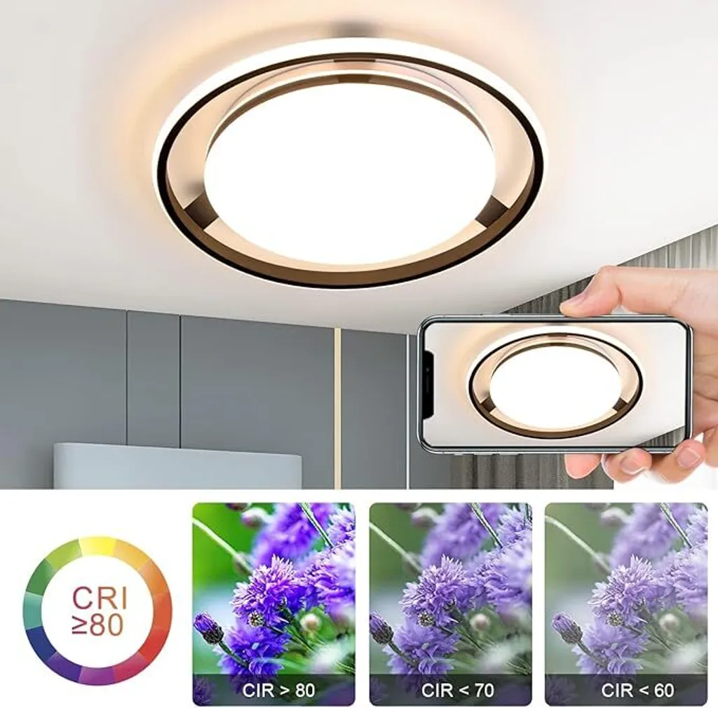 Plafonnier LED Noir 42W Dimmable avec Variation de Couleur 3000K à 6500K - 5