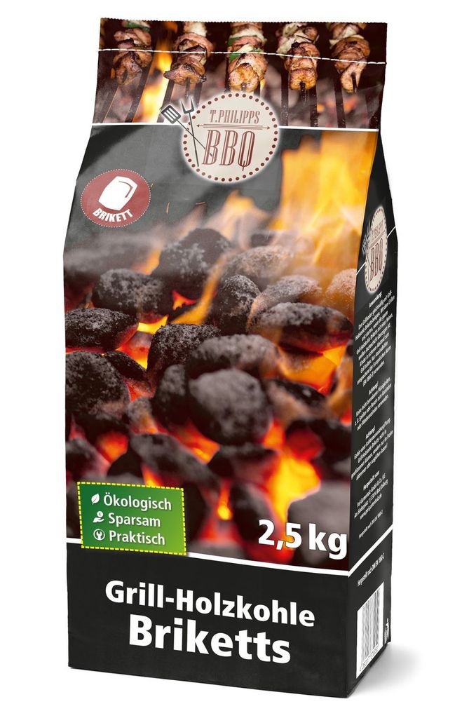 Grill-Holzkohle-Briketts 2,5kg Grillbriketts Holzkohle Grillkohle Deutschland