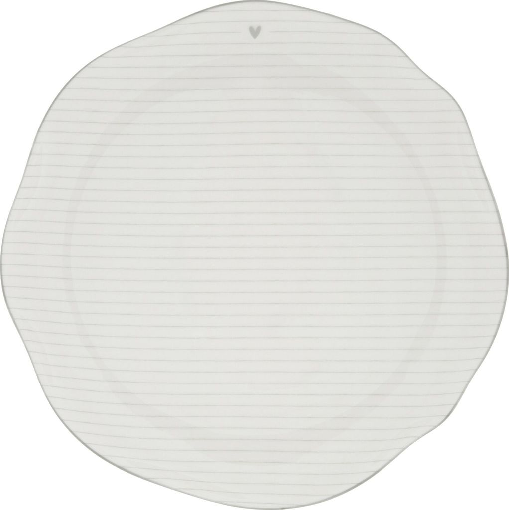 Speiseteller HEART STRIPES mit grauen Streifen D. 27cm Bastion Collections