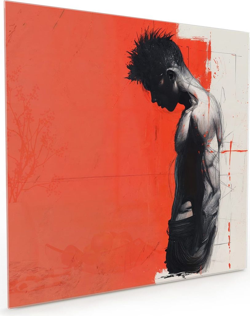 Küchenrückwand Spritzschutz Glas mit Motiv Nachdenklicher Mann 40 x 40 cm