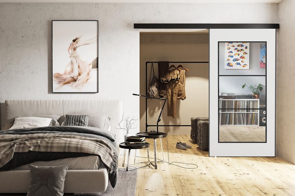 KIER FURNITURE TORI - Schiebetür Komplettset – 106x205x1,6 cm - Weiß