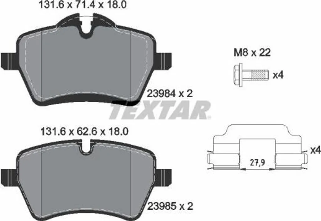 Plaquettes de frein TEXTAR 2398401 pour Mini Roadster et Clubman OE