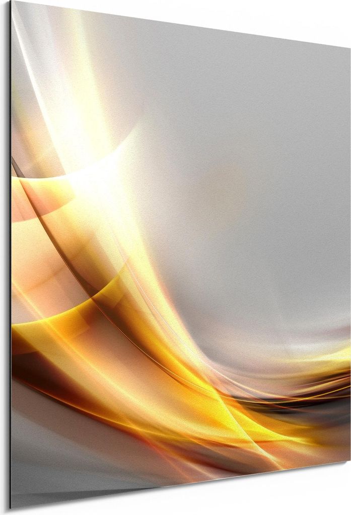 DEQORI Alu-Dibond Bild Weiß 50x50 cm 'Glänzende Lichtreflexe' Wandbild Metall dünn Design