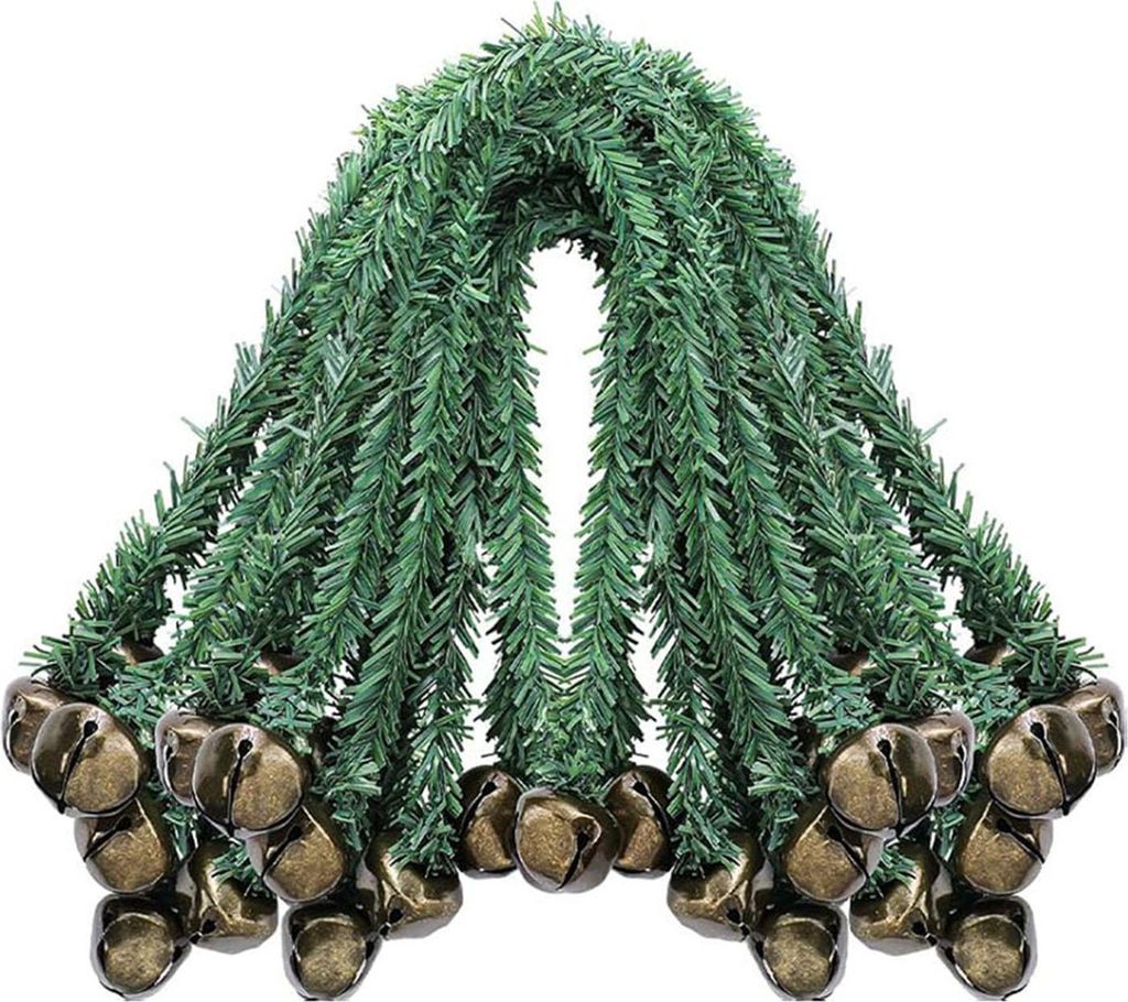Weihnachtsgirlandenbänder mit Glöckchen, dekorative Seilbänder für Kränze, Geländer und Treppen, flexible künstliche Tannennadel-Drehbänder...