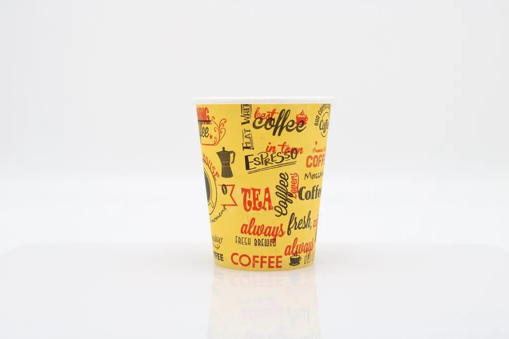 Stock 2000 Tazze Caffè 8 oz Gialle in Carta Monouso - 200ml PE Coated