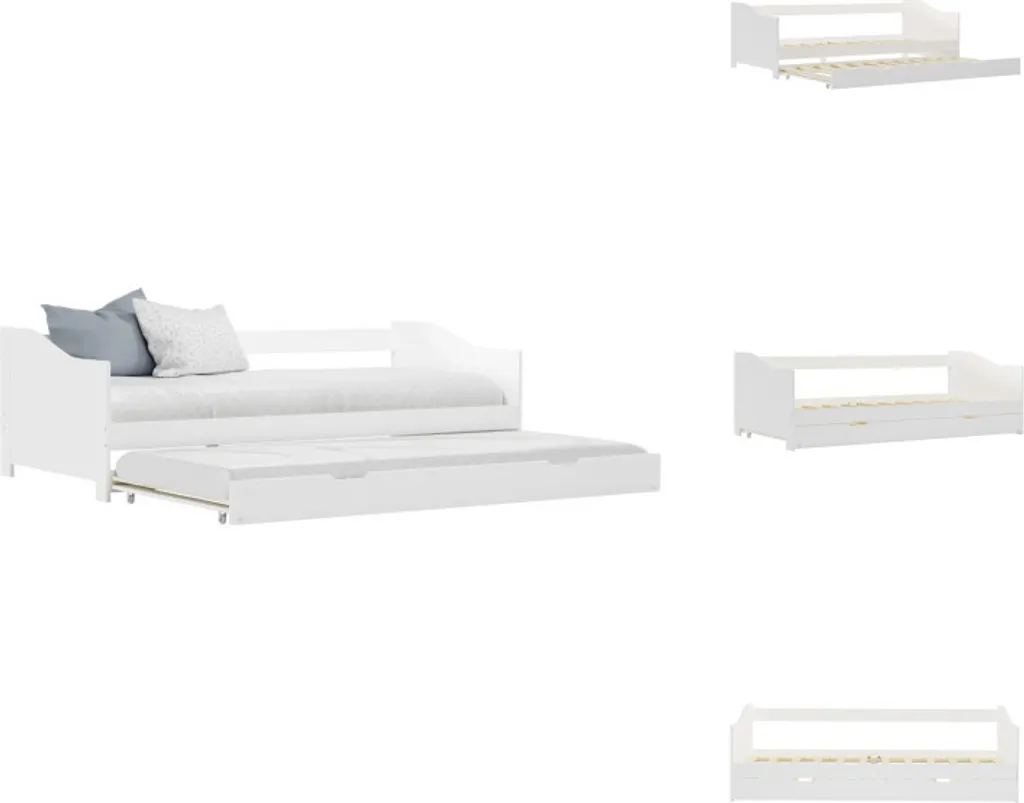 Lit de Jour Robuste en Pin Massif Blanc 90x200 cm avec Sommier Stable