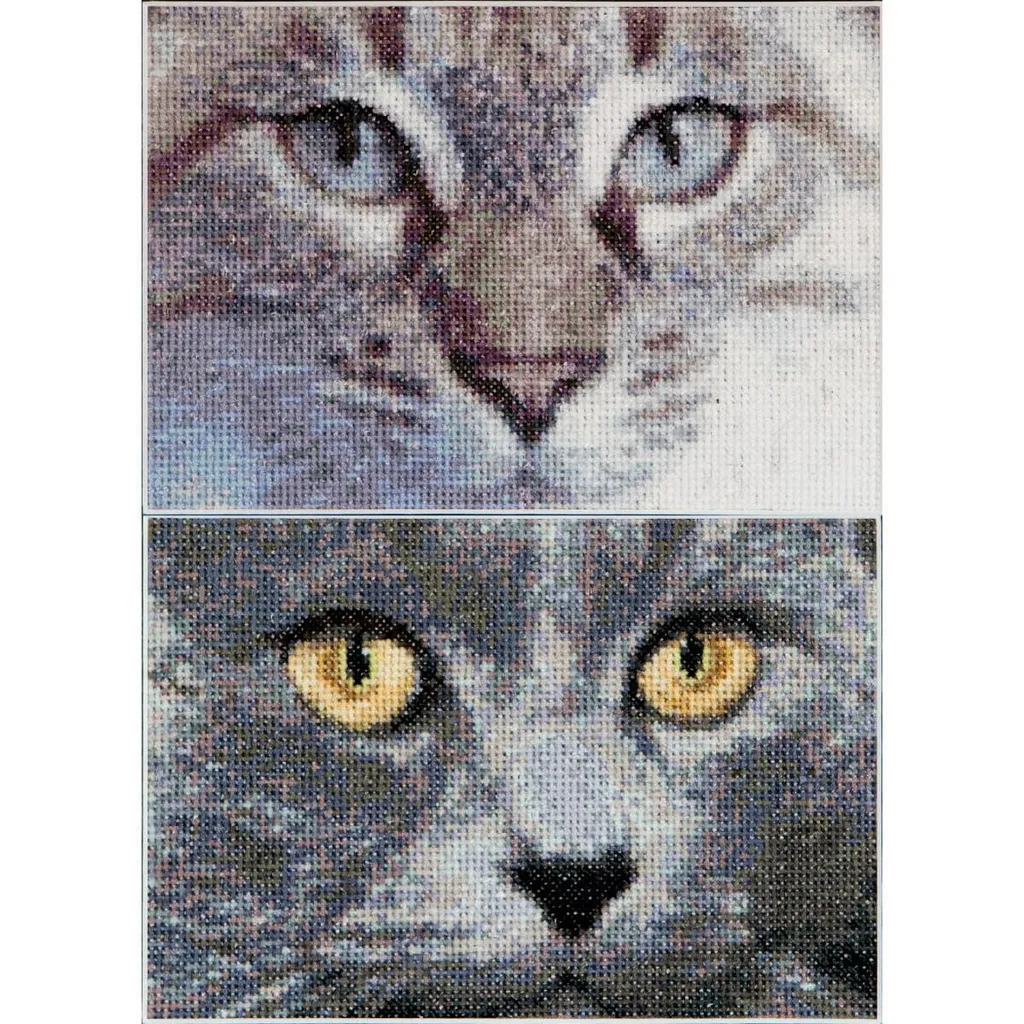 Cadeau Broderie Chat Jack et Luna pour Décoration Intérieure Faite Main
