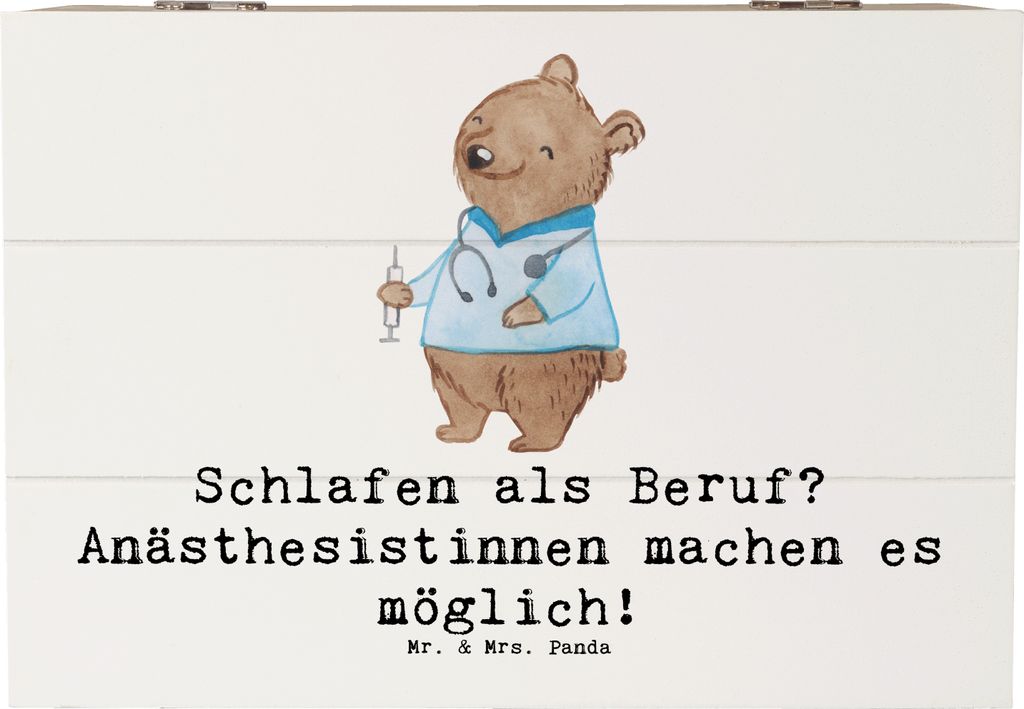 Mr. & Mrs. Panda Schatulle Anästhesistin Freude 22 x 15 cm - Weiß - Geschenk, Beruf, Schatzkiste, Holztruhe, Berufe, Schlafen als, Narkose, Kiste...