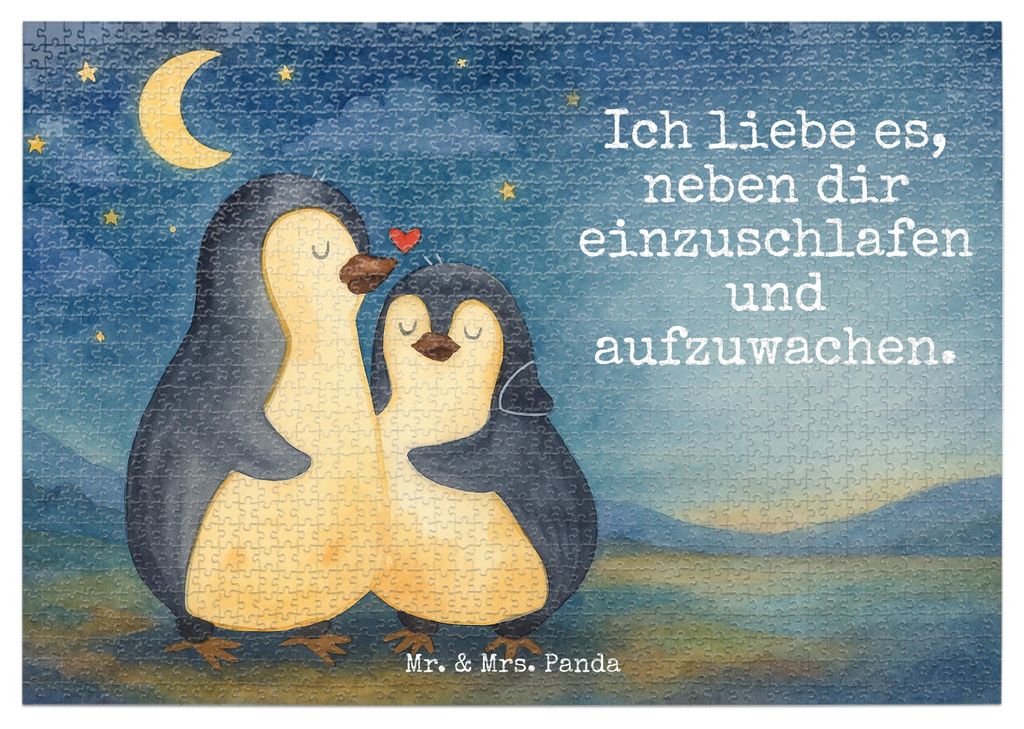 Mr. & Mrs. Panda Puzzle Pinguine Einschlafen Design 1500 Teile - Weiß - Geschenk, Puzzlespiel, Freundin, für Frauen, Partner, 500, Valentinstag, ...