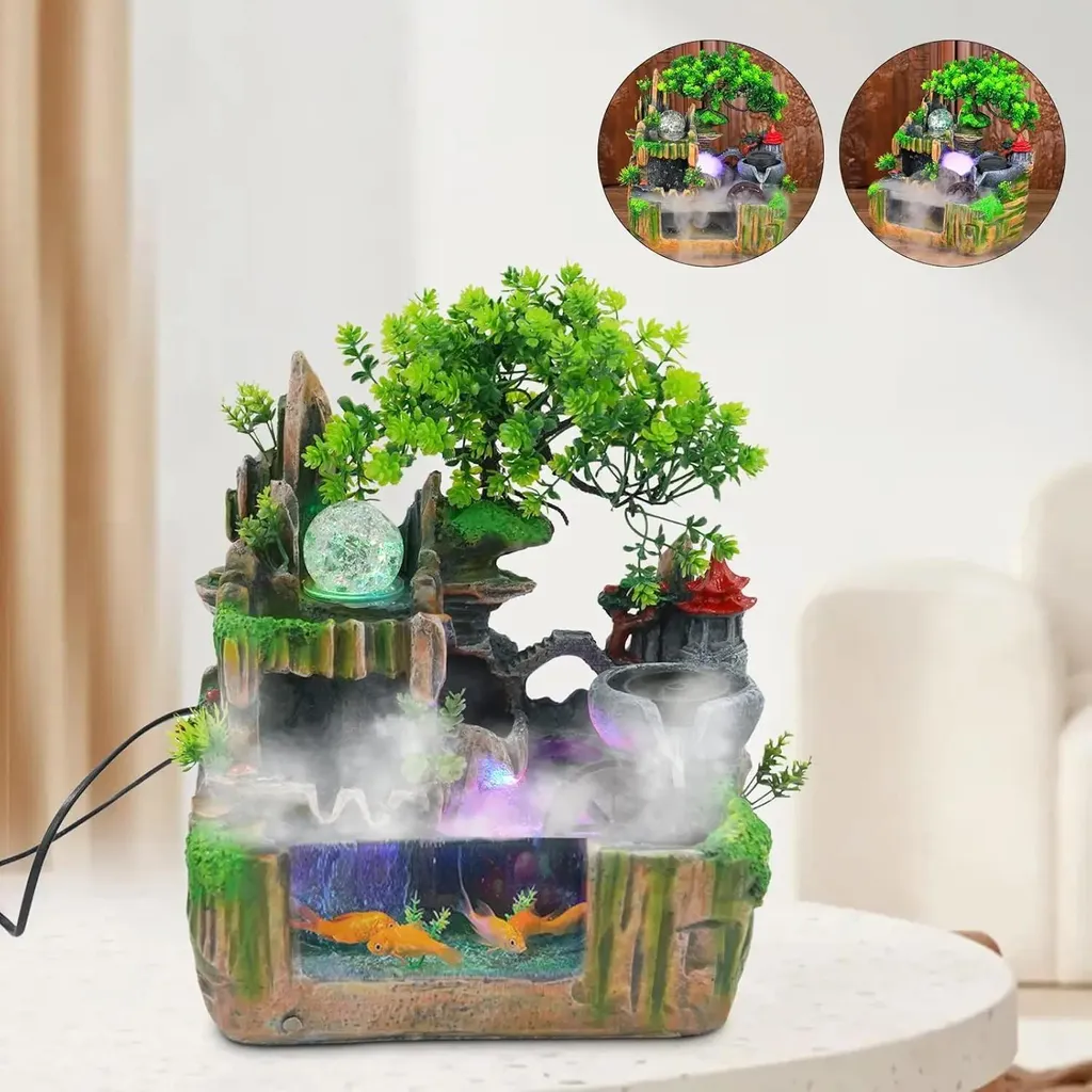 Fontaine de table décorative avec boule de verre et éclairage LED doux - 5