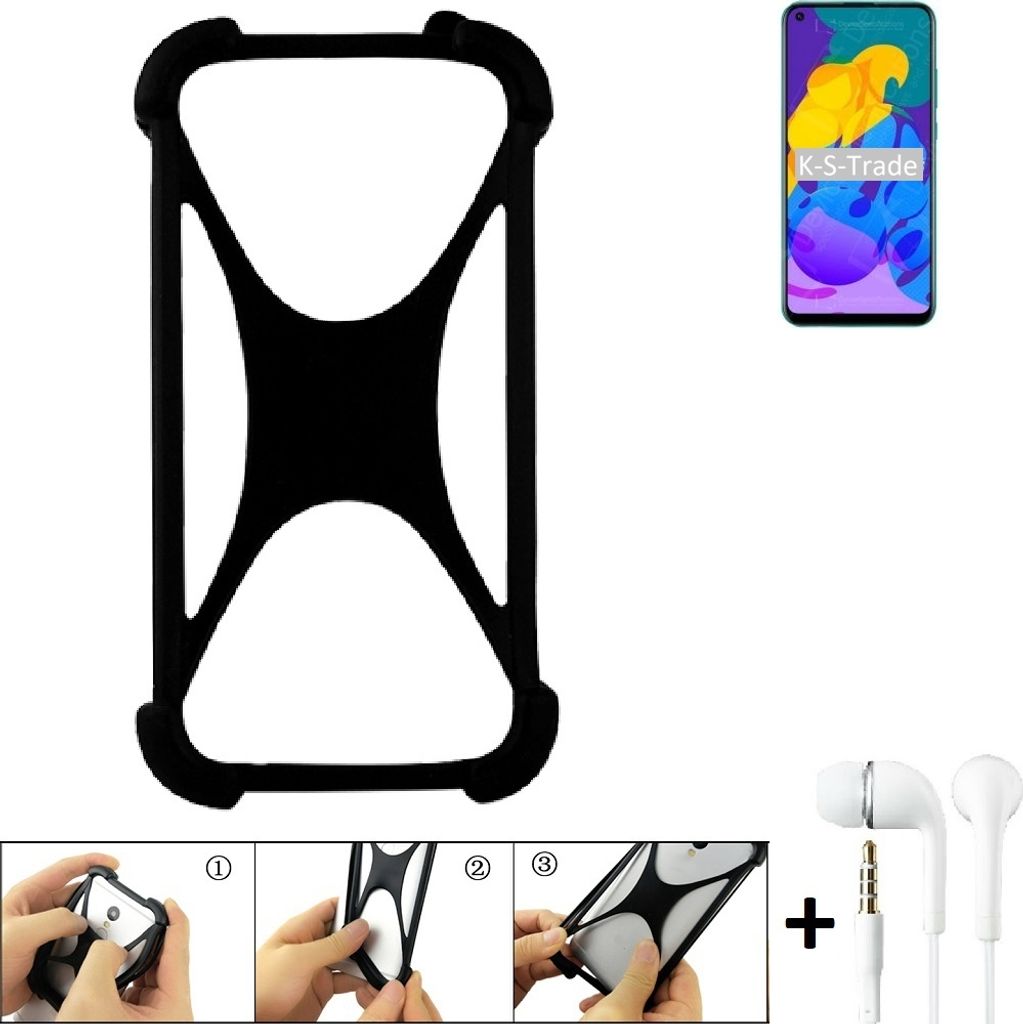 K-S-Trade Handy-Hülle + headphones kompatibel mit Huawei Honor Play 4T Schutz-Hülle Bumper Silikon Cover Case Silikoncase Silikonbumper TPU Softcase