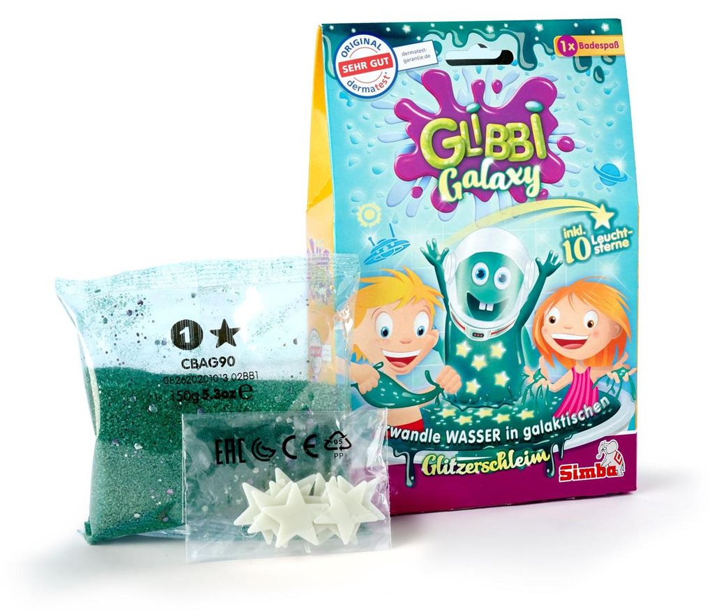 Simba Glibbi Galaxy Glitzerschleim inkl. 10 Leuchtsterne ab 3 Jahre