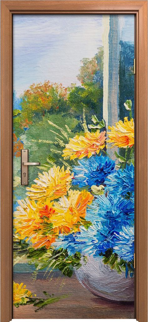 Türposter 80x200 cm Türaufkleber Türtapete Türfolie Klebefolie Strauß Frühlings Blumen auf dem Tisch