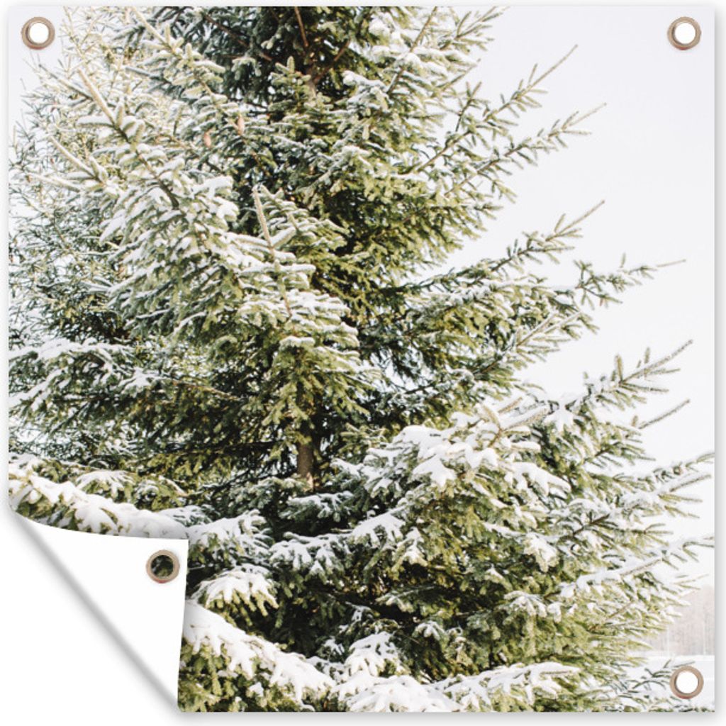 MuchoWow 50x50 cm Outdoor-Poster Gartendeko Sichtschutz Garten Poster für den Garten Winter - Baum - Schnee