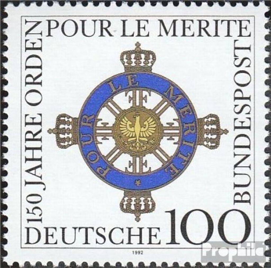 Briefmarken BRD (BR.Deutschland) 1992 Mi 1613 (kompl.Ausgabe) postfrisch 150 Jahre Orden Pour le merite