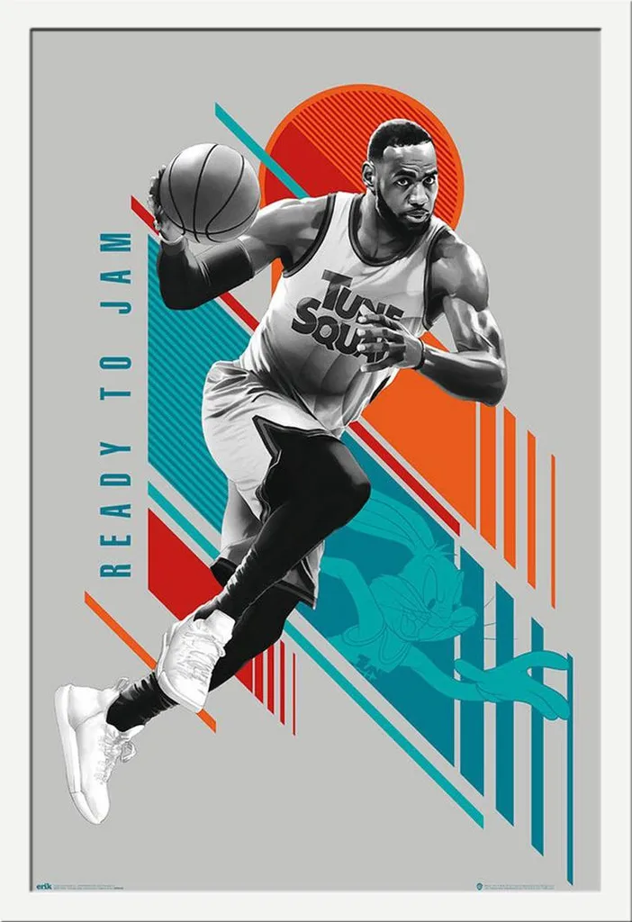 Poster Space Jam 2 Ready to Jam avec Cadre Shinsuke Blanc Maxi MDF