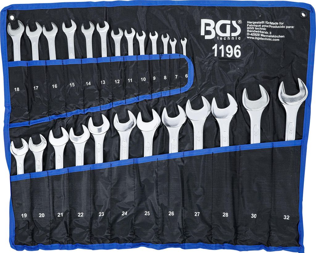 BGS 1196 Maulringschlüssel-Satz, 6-32 mm, DIN 3113A, Produktbild 