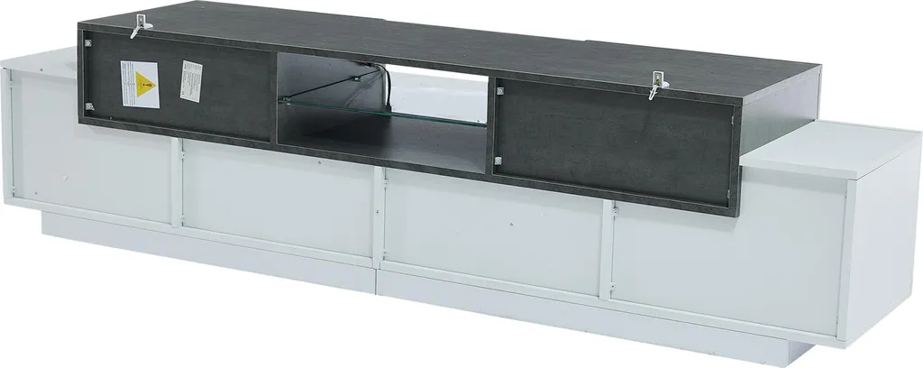 Console multimédia LED et commode basse grise et blanche pour salon chic - 4