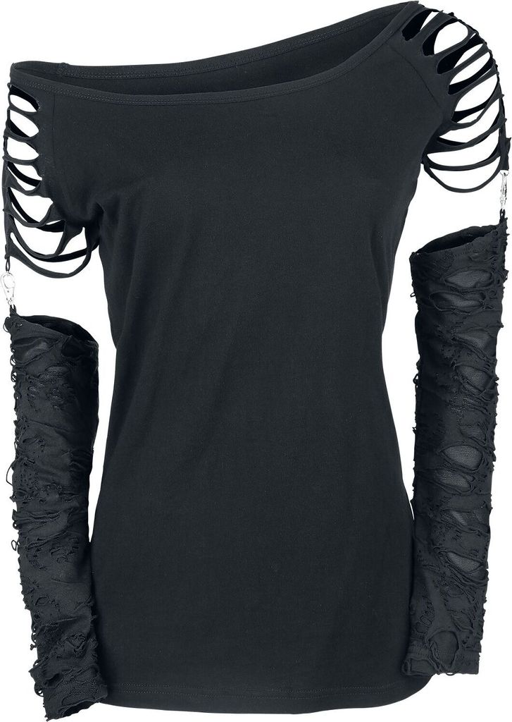 Gothicana by EMP Damen schwarzes Langarmshirt mit abnehmbaren Ärmeln S