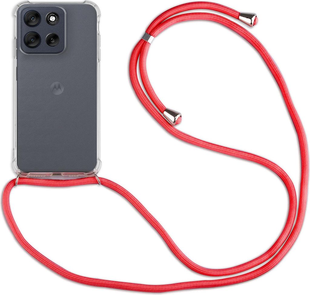 Handykett für Motorola Moto G56 5G Hülle mit Kordel Handyhülle mit Band in Rot