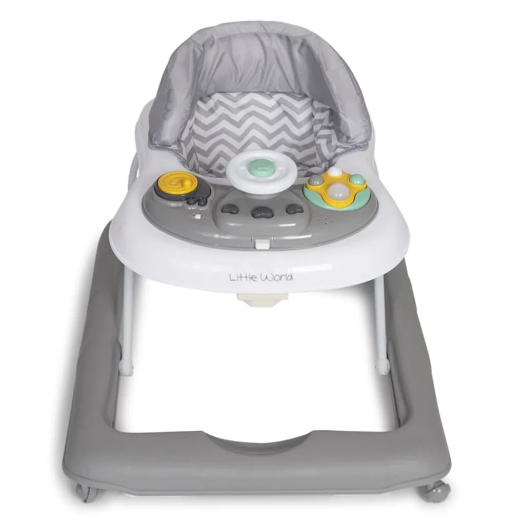 Trotteur Pluto Gris Little World : Aide à la marche stable pour bébé