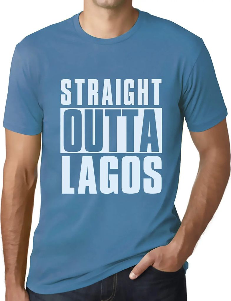 Herren Grafik T-Shirt Direkt aus Lagos – Straight Outta Lagos – Öko-Verantwortlich Vintage Jahrgang Kurzarm Lustige Druck Geburtstag Geschenk ...