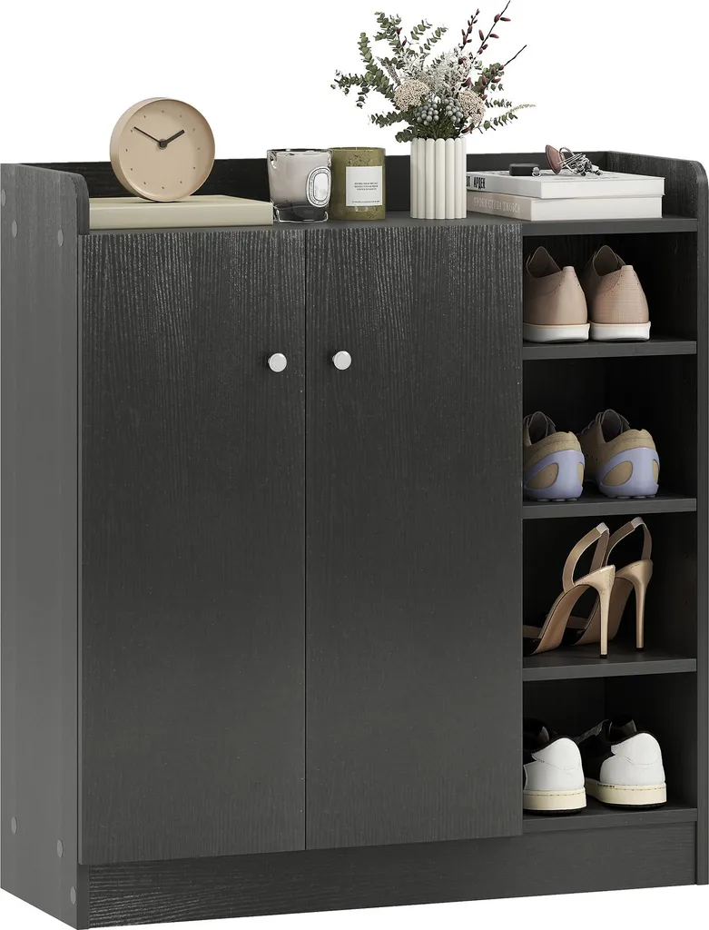 Meuble à chaussures pour gagner de la place entrée noire 12 paires