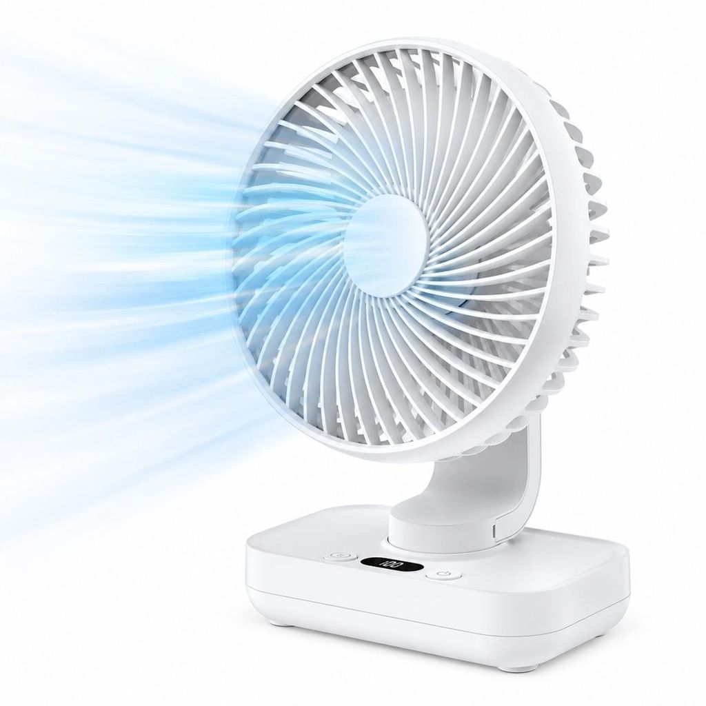 4x 4000mAh Akku Tischventilatoren, 4 Stufen, 90° Automatik Produktbild 
