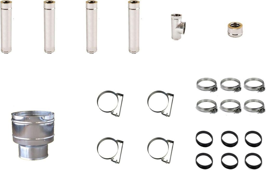 Doppelwandiges Rauchabzugsset Aus Edelstahl - Innendurchmesser 100 / Aussendurchmesser 150 mm