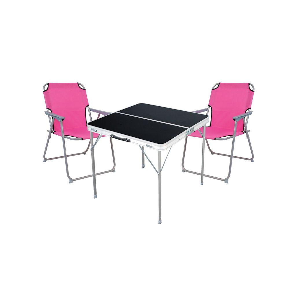 3-teiliges Campingmöbel Set Alu L80xB80xH70cm Pink