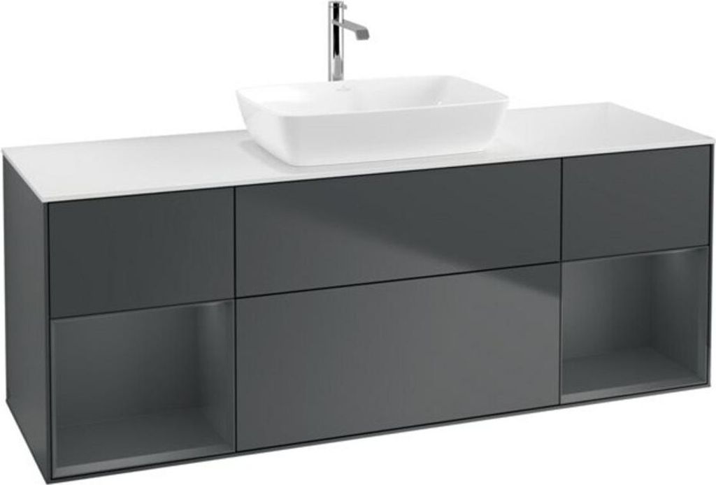 V&B Waschtischunterschrank Wandbeleuchtung Finion 160cm, Pl w m, Rg md m Lac, md bl. m Lac