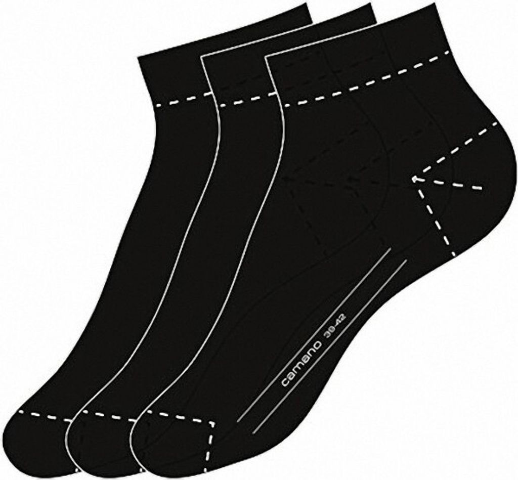Camano Basic NOS Ca-Soft Quarter 3er Pack Damen, Herren Socken black