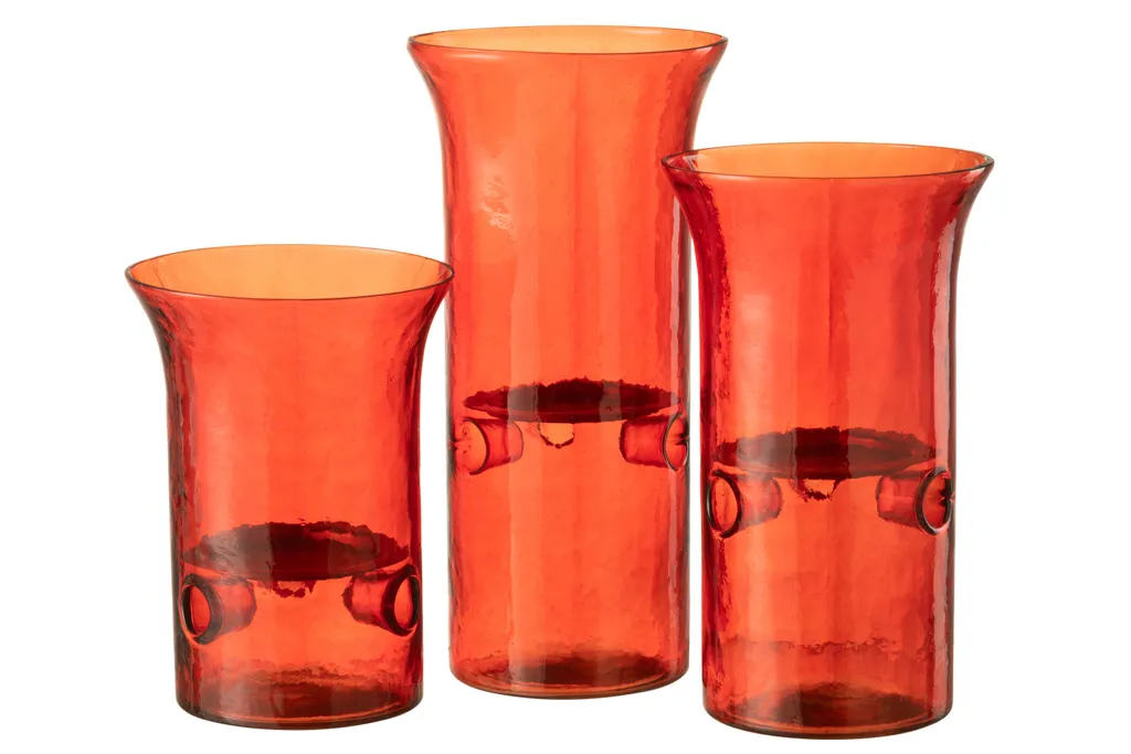 Bougeoirs Rouge J-Line Bord pour Ambiance Salon et Table de Fête - Set 3