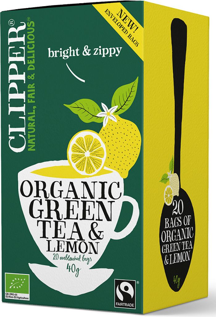 FAIRTRADE-BIO-GRÜNTEE MIT ZITRONE (20 x 2 g) 40 g – CLIPPER Produktbild 
