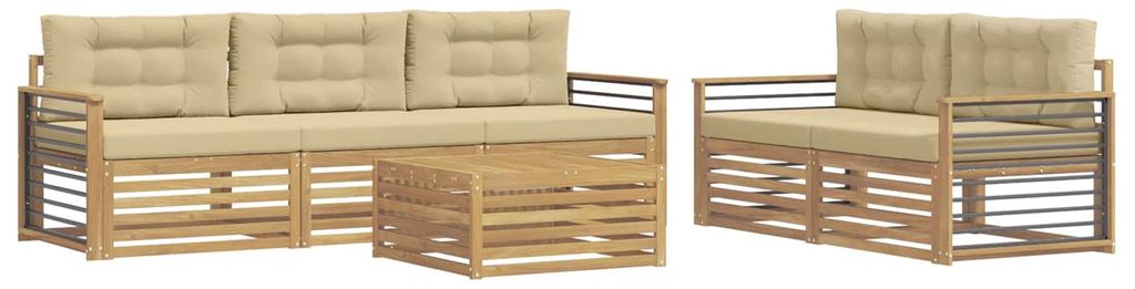 Outdoor-Sofagarnitur 6 pcs Weiß und Beige