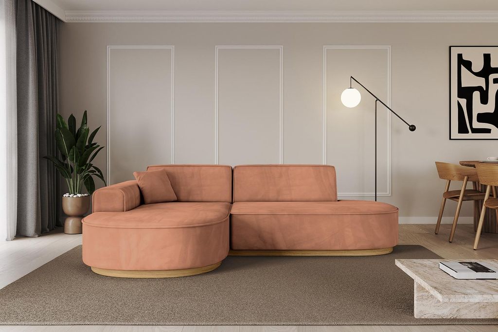 ALTDECOR Ecksofa in L-Form MARI-L1-v2 - 243x171x83 cm Apricot - Corner Sofa Bett Eckcouch Couch Wohnlandschaft Cauchsofa