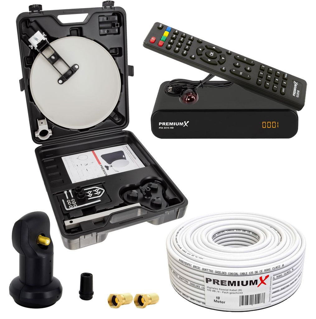 PremiumX Camping SAT Anlage Receiver Single LNB 10m Kabel Produktbild 