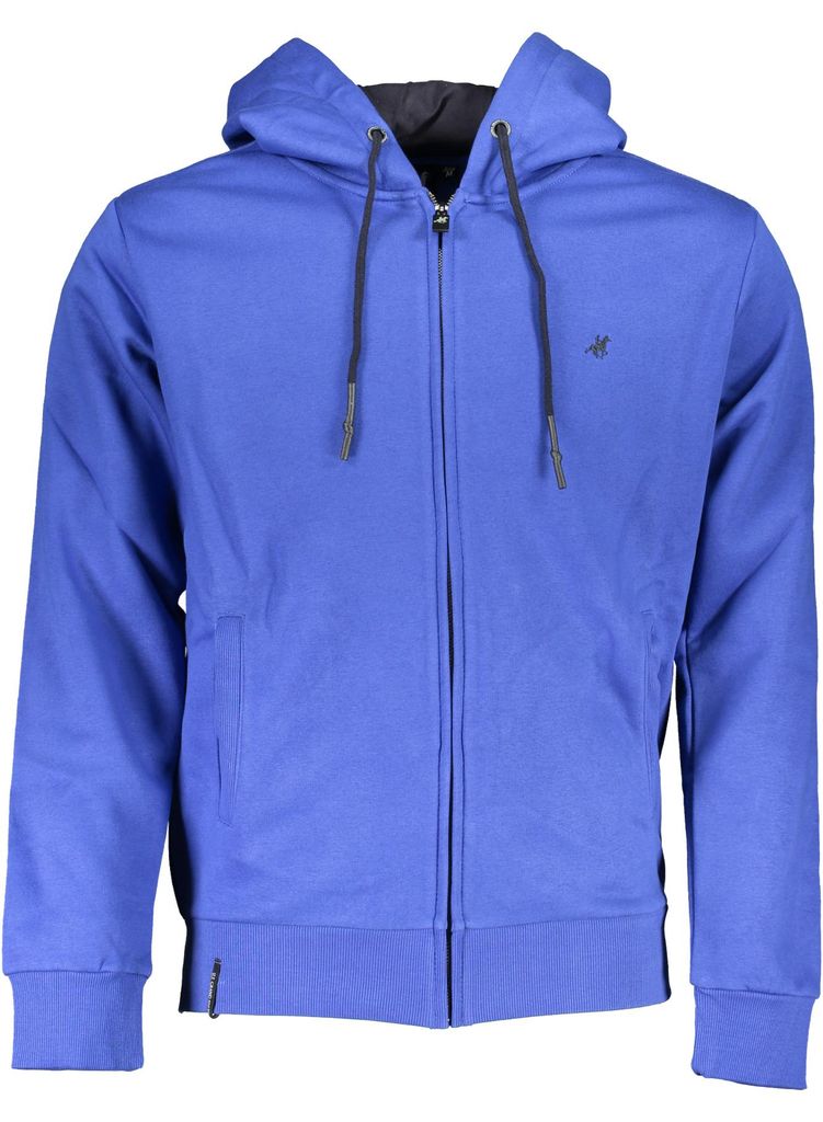 Blauer Oversize-Herren-Hoodie mit Reißverschluss und Stickerei