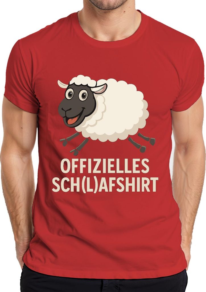 Offizielles Sch(l)afshirt Lustig Schaf Humor Geschenk Schlafparty Herren T-Shirt, Rot, 3XL